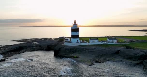 Kapatın Hook Lighthouse Wexford County Rlanda Daki Kanca Yarımadası Nın — Stok video