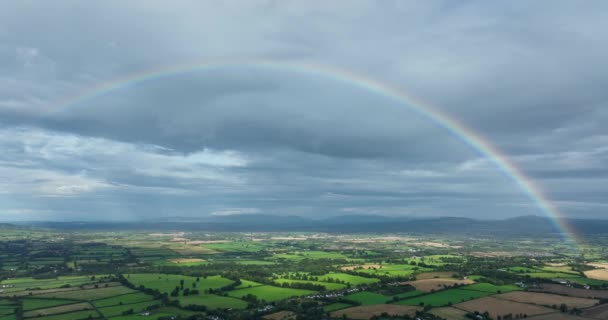 Aerial Panorama Aerial View Greenery Nature Landscape Rainbow Horizon High — Stock Video