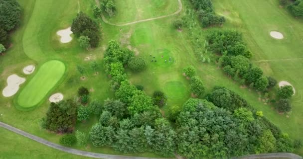 Aérien Circulaire Tiré Drone Survolant Club Golf Beau Terrain Golf — Video