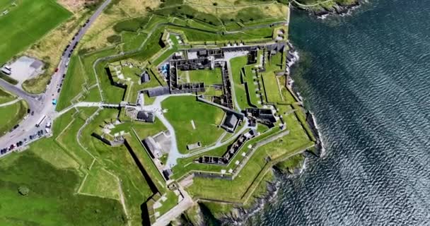 Luchtfoto Circulair Oud Charles Fort Naast Bandon Rivieroevers Kinsale Ierland — Stockvideo