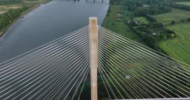 アイルランドの美しい緑の谷の景色を望む高速道路橋から飛び立つ ローズ フィッツジェラルド ケネディ橋 高品質の5K映像 — ストック動画