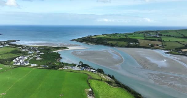 Luchtfoto Iers Landschap Inchydoney Beach Clonakilty County Cork Ierland Hoge — Stockvideo