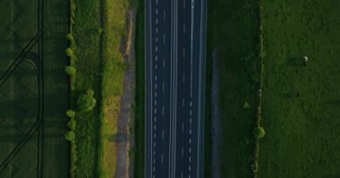 Yeşil alanlarda gizlenmiş yolun üst görüntüsü. Yüksek kalite 4k görüntü