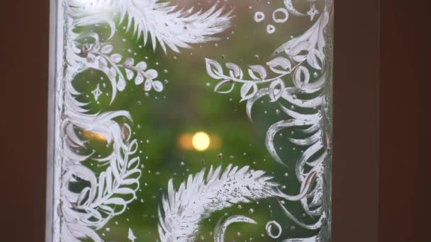 Красивая Фотография Рождественский Период Украшенное Окно Рождественского Периода Высококачественные Кадры — стоковое видео