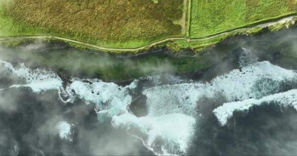 Powietrza Klify Mohera Leć Nad Stos Morski Branaunmore Epicka Lokalizacja — Wideo stockowe