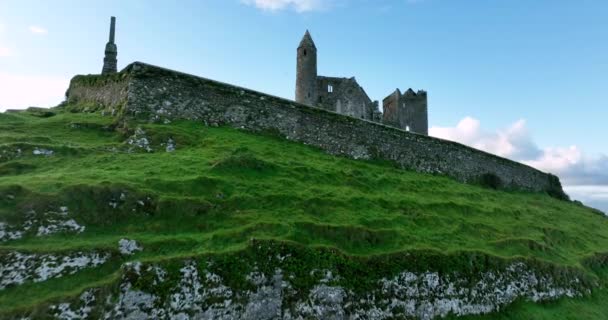 Aerial Rock Cashel Also Known Cashel Kings Magnificent Historic Site — Stock Video