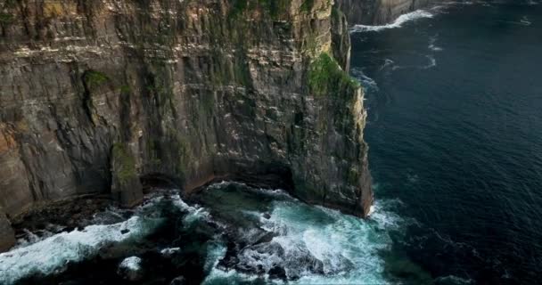 Aerial Cliffs Moher Fly Branaunmore Sea Stack Epic Film Location — Stock Video