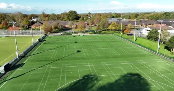 Havadan Eğlence Amaçlı Yeşil Çimenler Aktif Spor Hokeyi Futbol Sahaları — Stok video