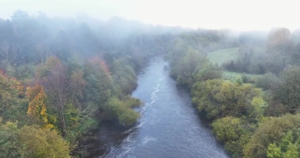 Εναέρια Δυνατό Ρεύμα Ποταμού Καταρράκτης Στο Ποτάμι Μαινόμενο Ποτάμι Αργά — Αρχείο Βίντεο