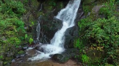 Lismore Co Waterfall 'daki Ballysaggartmore Şelalesinin 4K insansız hava aracı görüntüleri. Ballysaggartmore Kuleleri yakınlarındaki küçük şelale. Yüksek kalite 4k görüntü.