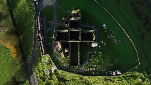 Top View Cross Shaped Rock Cashel Hill County Tipperary Vysoce — Stock video