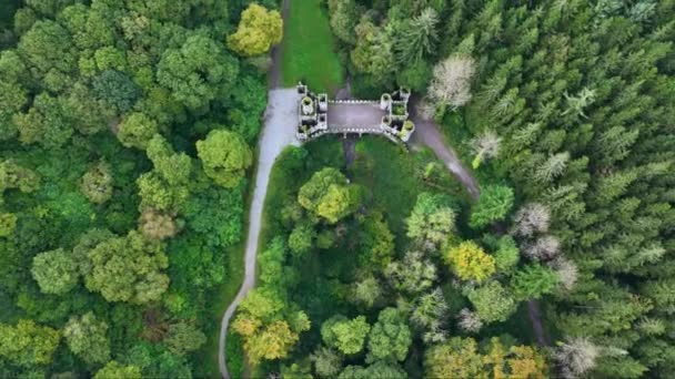 从空中俯瞰荒原 百里沙加泰多塔 通往森林的神秘门户 县水草森林 一个神秘的旅游胜地 爱尔兰沃特福德高质量的4K镜头 — 图库视频影像