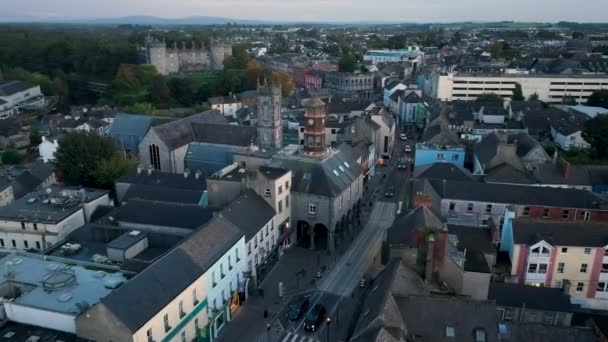 Een Oude Ierse Stad Nachts Nacht Stad Lantaarns Branden Een — Stockvideo