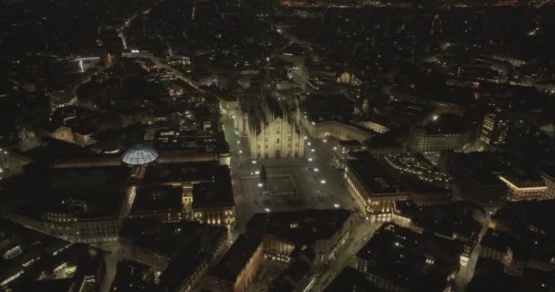 Vue Aérienne Cathédrale Milan Illuminée Piazza Del Duomo Milano Galleria — Video