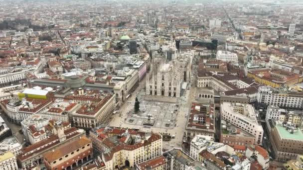 Αεροφωτογραφία Της Piazza Duomo Μπροστά Από Γοτθικό Καθεδρικό Ναό Στο — Αρχείο Βίντεο