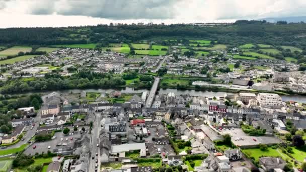 Aérien Vue Dessus Ancienne Ville Irlandaise Carrick Sur Suir Panorama — Video