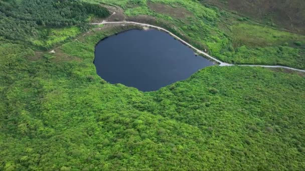 Pemandangan Udara Lough Ouler Dari Gunung Tonelagee Danau Pegunungan Tengah — Stok Video