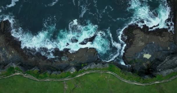 아래의 가파른 모허의 절벽을 아래로 아일랜드의 인기있는 관광지 클레어 아일랜드 — 비디오