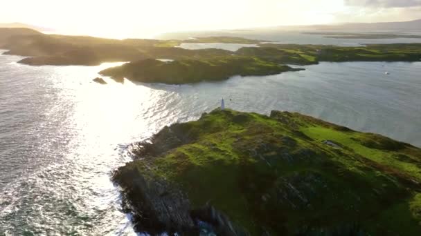 Nagranie Lotnicze Nadajnika Baltimore Hrabstwie Cork Irlandii Zachód Słońca Pięknym — Wideo stockowe