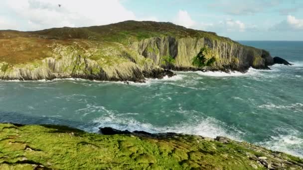 Scenica Costa Rocciosa Sfondo Naturale Veduta Aerea Cinematografica Della Natura — Video Stock