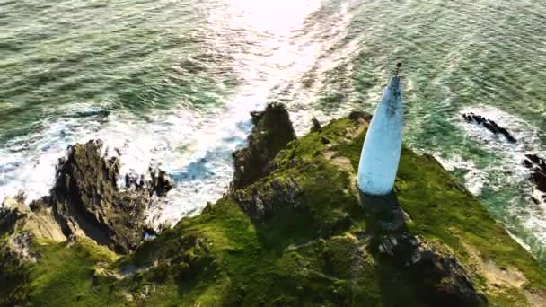 Vue Dessus Ocean Waves Breaking Rugged Coast Ireland Images Aériennes — Video