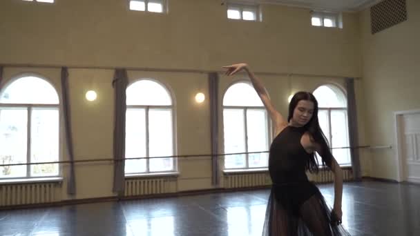 Portrét Profesionální Baletky Tanečním Studiu Výcvik Baletu Koncept Baletní Školy — Stock video