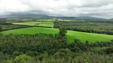 Bu hava görüntülerinde ağaçların ve dağların resimli manzarasında canlı yeşil bir alan var. Seyircileri doğayla bağlantı kurmaya davet ediyor.