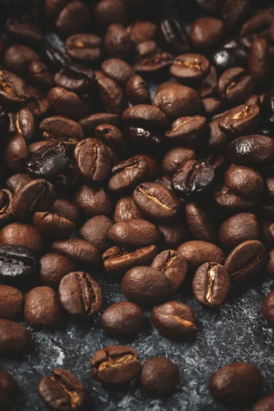 Крупный План Семян Кофе Темной Поверхности Какао Зерновой Группы — стоковое фото