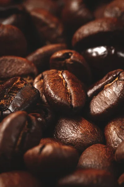 Крупный План Семян Кофе Темной Поверхности Текстурированной Группы Зерна Какао — стоковое фото