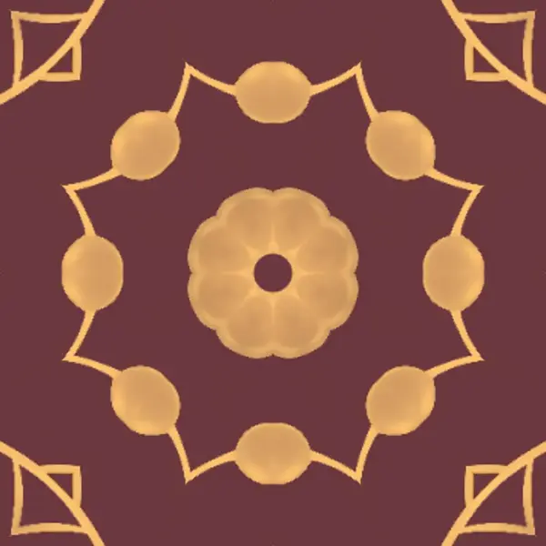 Bu resim, kestane rengi bir arkaplan üzerine kurulmuş, simetrik bir tasarım oluşturan, çizgilerle birbirine bağlı altın ovalar içeren geometrik bir desen gösterir..