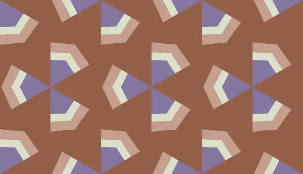 Bu tasarım bir dizi geometrik desen içerir üçgenler ve çeşitli renklerde açısal şekiller, kahverengi bir arkaplan karşı ayarlanır.