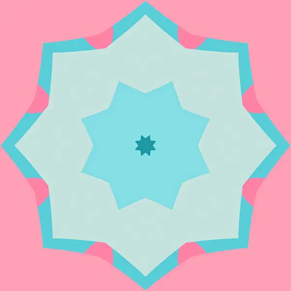 Pembe ve mavinin çeşitli tonlarını içeren soyut yıldız şekilli bir tasarım, temiz çizgilerle modern ve görsel olarak çarpıcı bir görüntü yaratıyor..