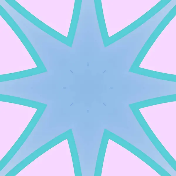 Bu soyut görüntü, yumuşak pembe bir zemin üzerinde yeşil çizgileri olan, sakinleştirici ve rahatlatıcı bir görsel efekt yayan açık mavi bir yıldıza sahiptir..