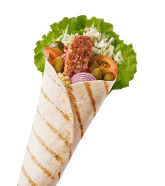 Bu enfes ambalajlar taze marul, sulu domates, zeytin ve lezzetli proteinin karışımını sergiliyor, besleyici bir yemek seçeneği için sanatsal bir şekilde sunuluyor..