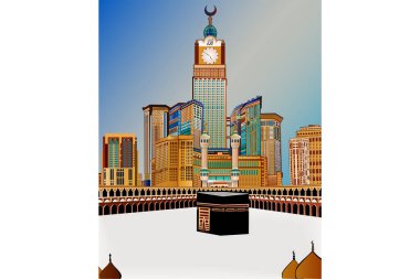 Vector Illustration of Kaaba Vector for Hajj in Mecca Saudi Arabia clipart