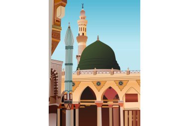 A vector illustration of Medina Mosque in Saudi Arabia clipart