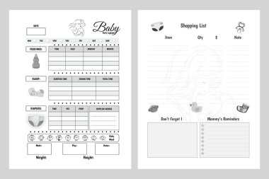 Vector illustration of baby daily log book clipart