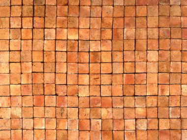 Turuncu ve kahverengi tuğlalı arka plan dokusu ve duvar kağıdı. Dış duvar dekorasyonu ve tasarımı.