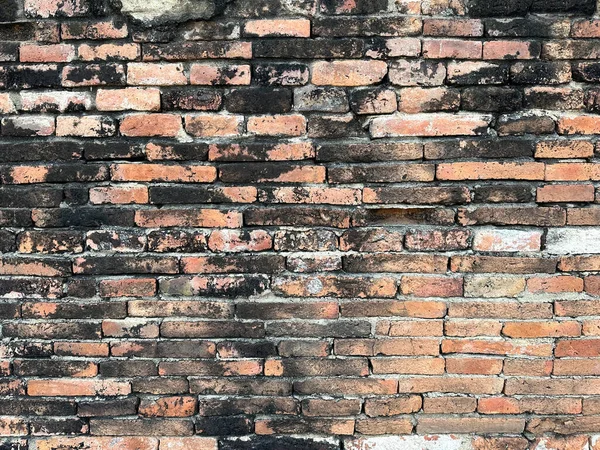 Eski, çatlak ve kirli kahverengi bir duvar. Tuğla duvar arkaplan dokusu ve duvar kağıdı. Duvar dekorasyonu ve tasarımı. 