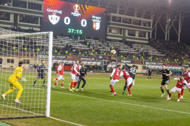 Bakü, Azerbaycan 22.02.2024 Karabağ Braga UEFA Avrupa Ligi