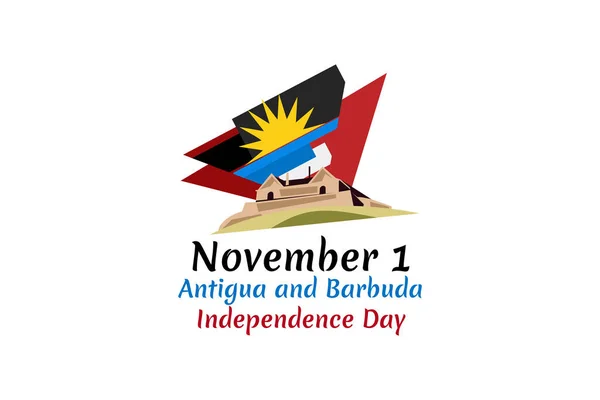 11月1日アンティグア バーブーダ独立ベクトル図の独立記念日 グリーティングカード ポスター バナーに適しています — ストックベクタ