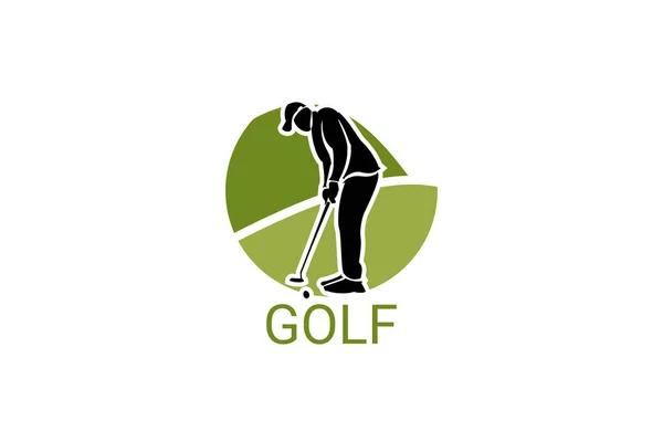 Golf Deporte Vector Línea Icono Jugador Golf Golpeando Pelota Pictograma — Vector de stock