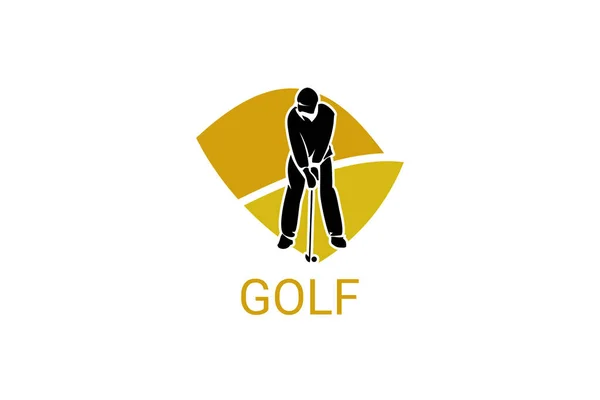 Golf Deporte Vector Línea Icono Jugador Golf Golpeando Pelota Pictograma — Vector de stock