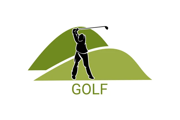 Golf Sport Vector Line Icon Golf Player Hitting Ball Sport — Stock Vector