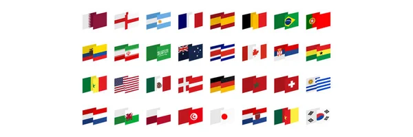 Conjunto Simples Bandeiras Países Que Competirão Competição Futebol 2022 Ilustração — Vetor de Stock