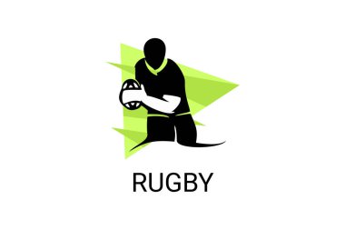 Rugby spor vektörü basit bir simge. Ragbi oynuyorum. spor pictogram, vektör illüstrasyonu.