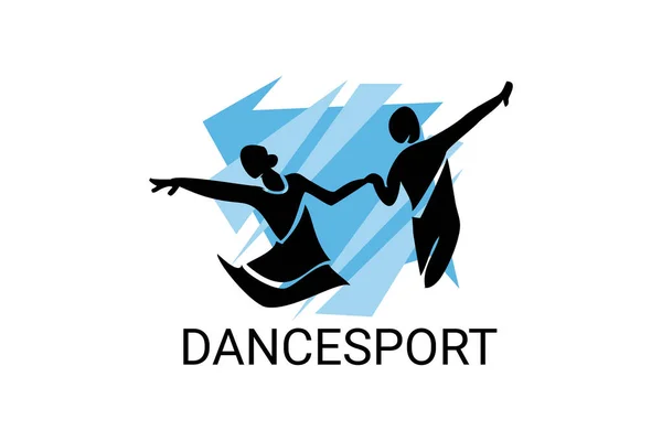 Tańce Port Sport Wektor Linii Ikona Para Tancerzy Tańczy Piktogramie — Wektor stockowy