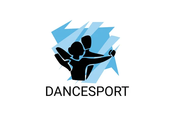 Dancesport Spor Vektör Çizgisi Simgesi Bir Çift Dansçı Balo Salonu — Stok Vektör