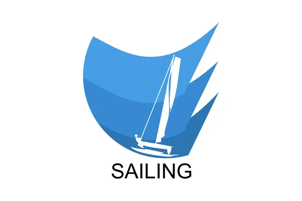 Sailing Sport Vector Line Icon Athlete Sailing Ship Sea Sport — Stock Vector
