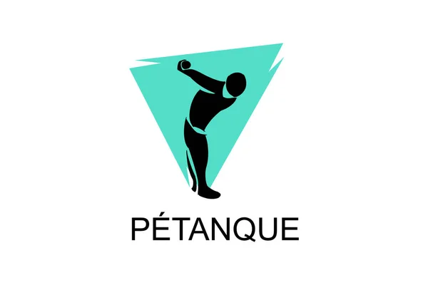 Petanque Sport Vector Line Icon Practice Petanque Stance Sport Pictogram — Stock Vector